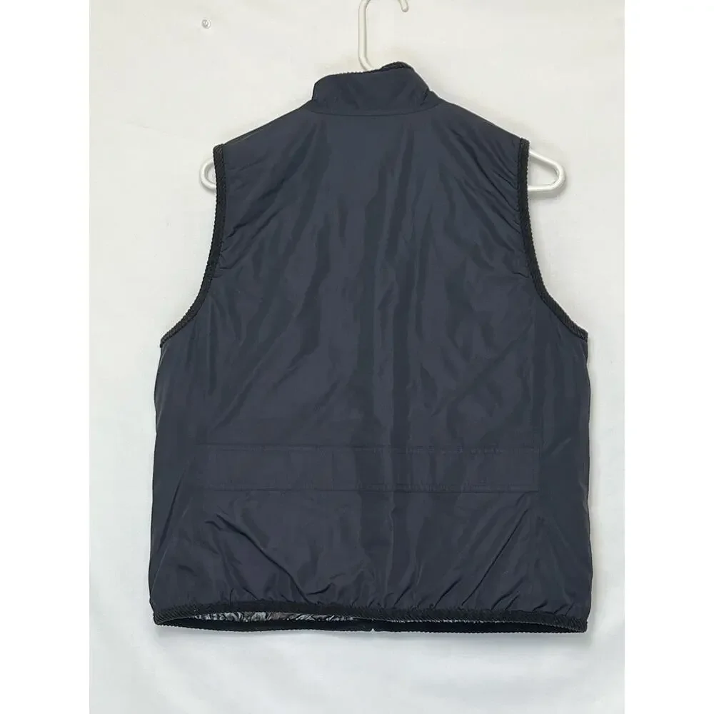 Lauren Ralph Lauren Women’s L Black Silver Quilted Reversible Zip Up Vest Jacket